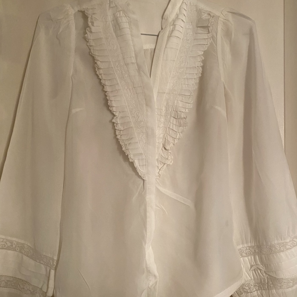 Massimo Dutti White Blouse with balloon sleeves